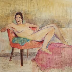 Reclining nude with chair