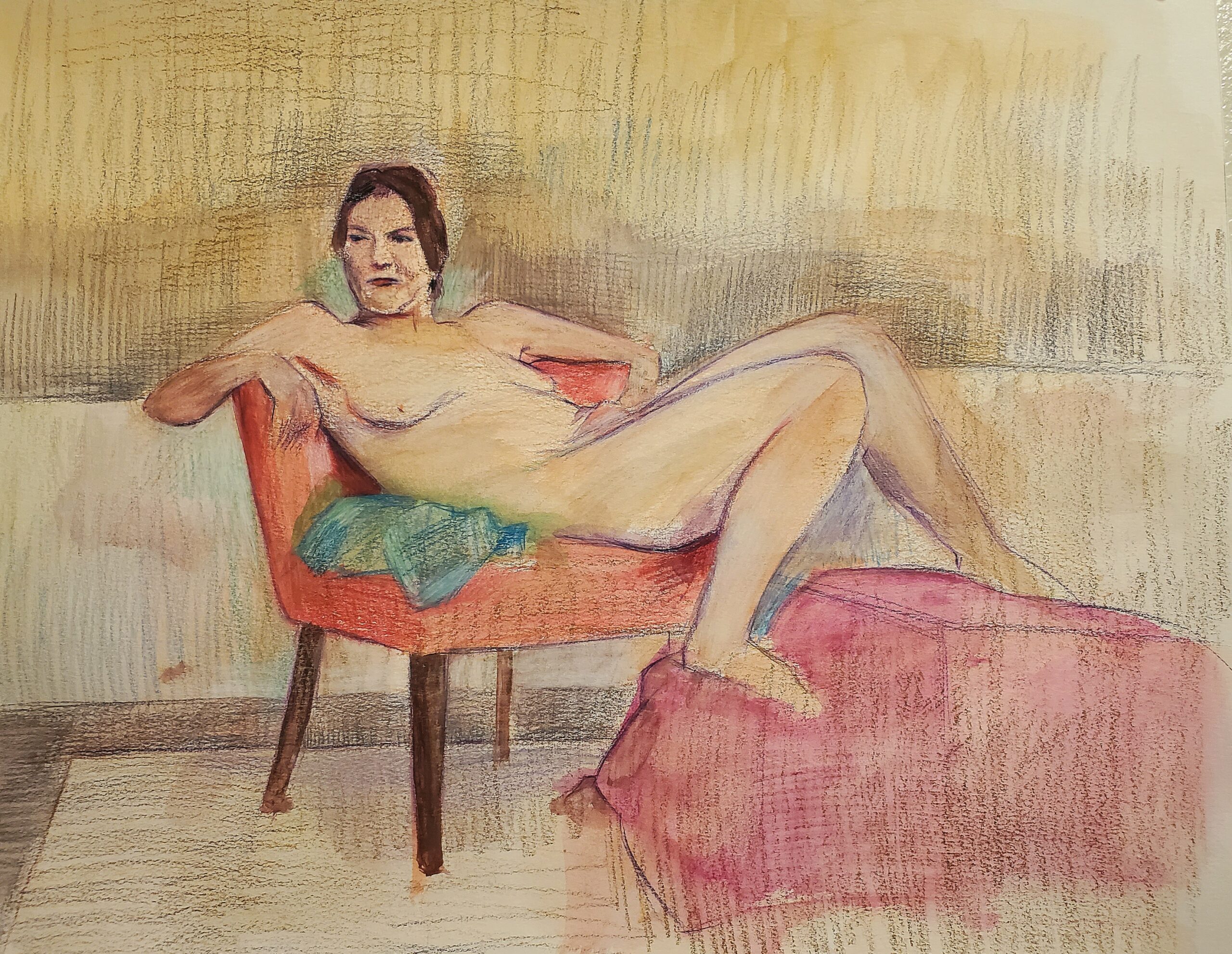 Reclining nude with chair